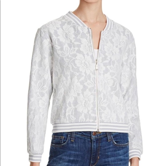 Lucy Paris Jackets & Blazers - Lucy Paris Silver Lace Bomber Jacket Size S